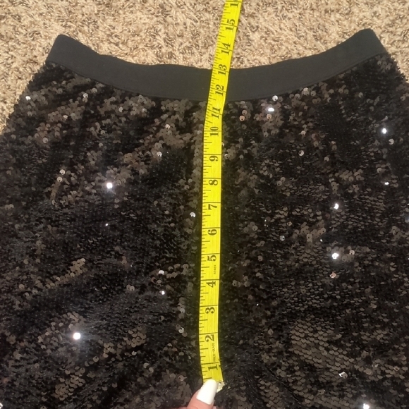 Joan Vass black sparkly sequin high rise tapered leg pant - Picture 5 of 10